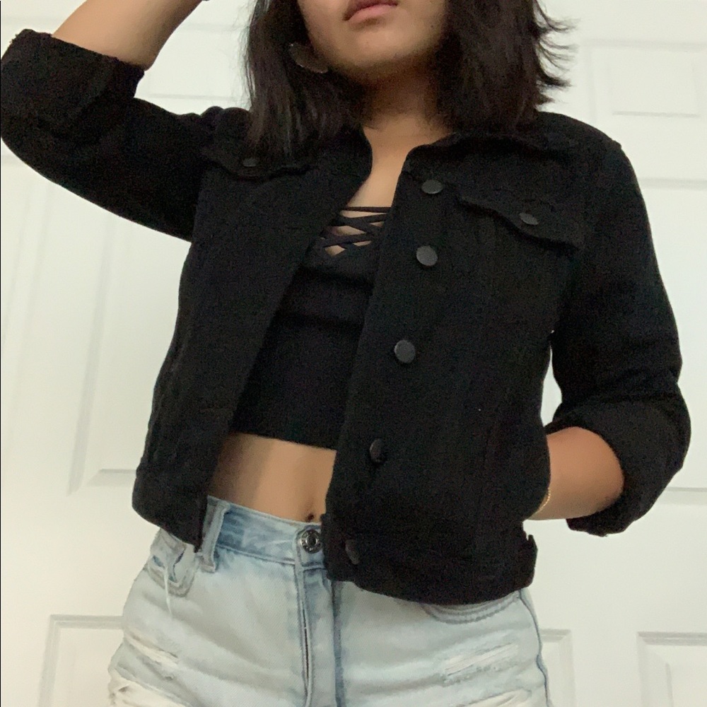 JustUSA Black Denim Jacket Cropped